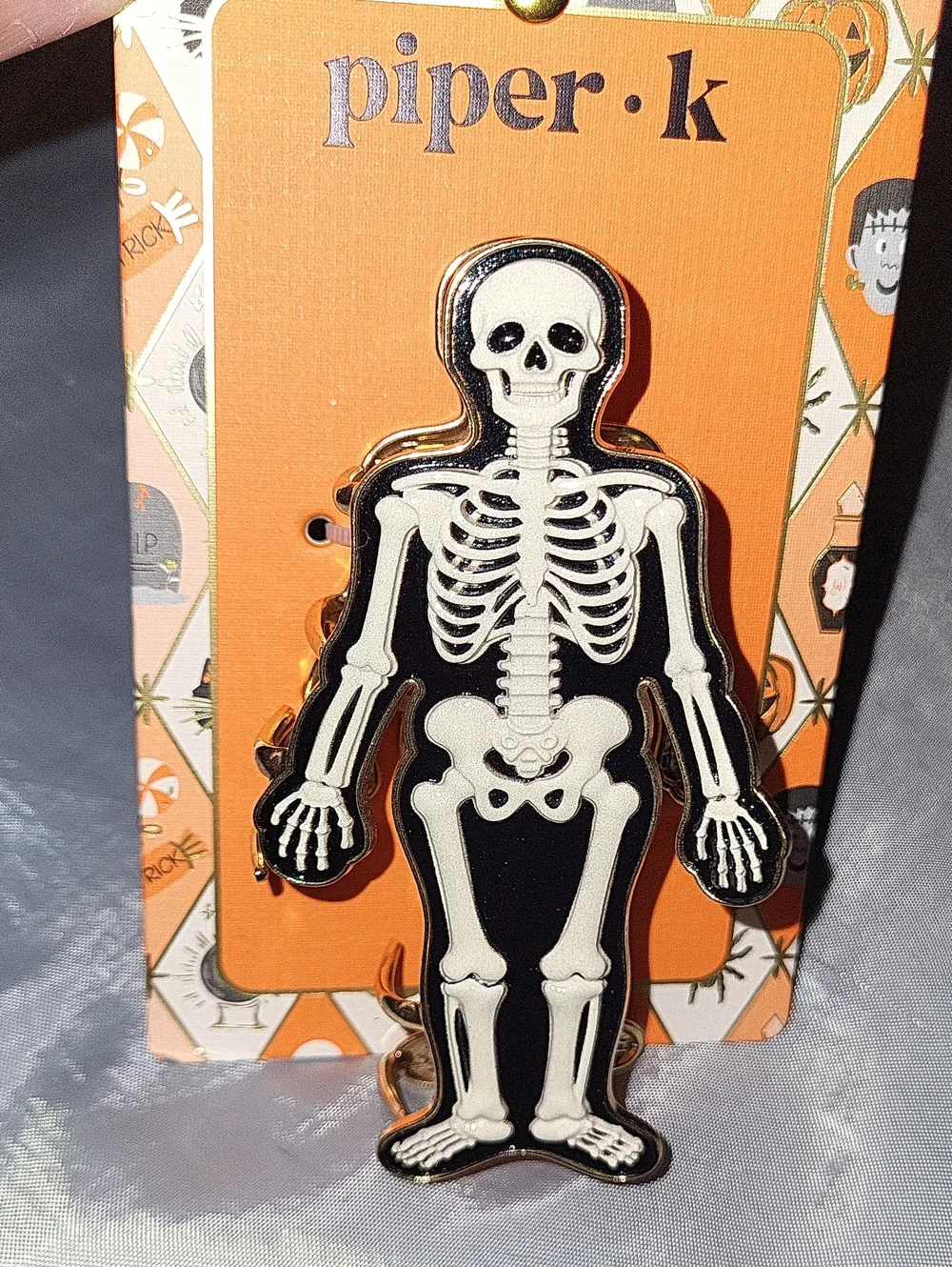 Piper K Skeleton Enamel HAIR CLIP Black & White LP